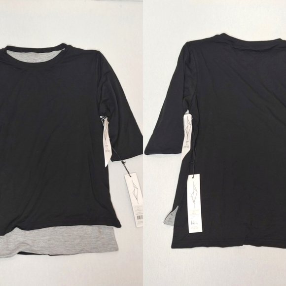 AGE TO COME APPAREL Yom 3/4 Sleeve Reversible Tee Black Gray New Unisex L 910 - Picture 1 of 8